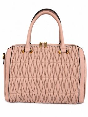 Luxury Style Quilted Blush Satchel & Wristlet‎ Set